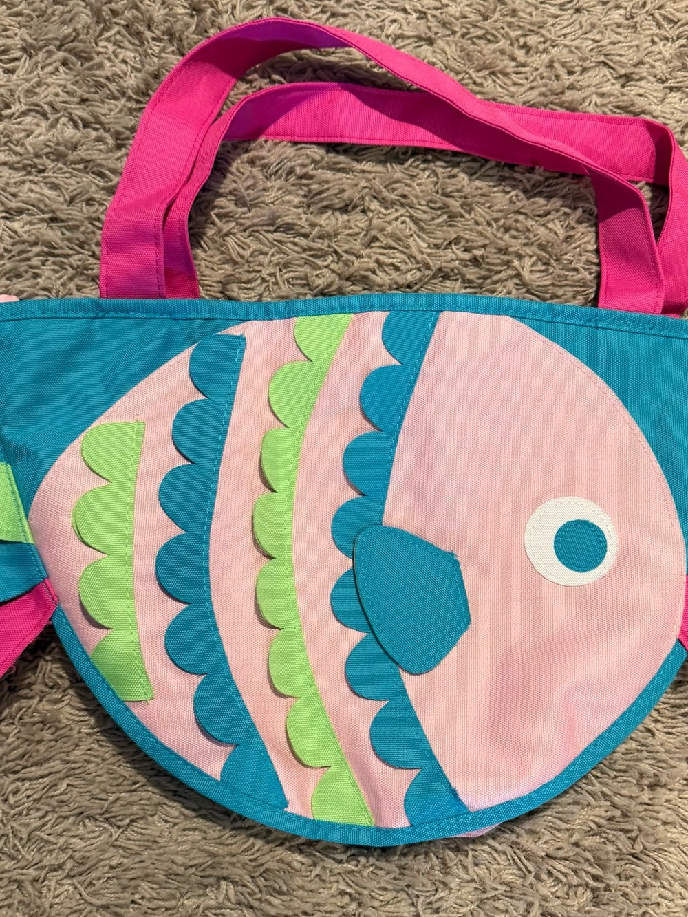 Mud Pie Pink, Teal & Lime Fish Tote Coverup